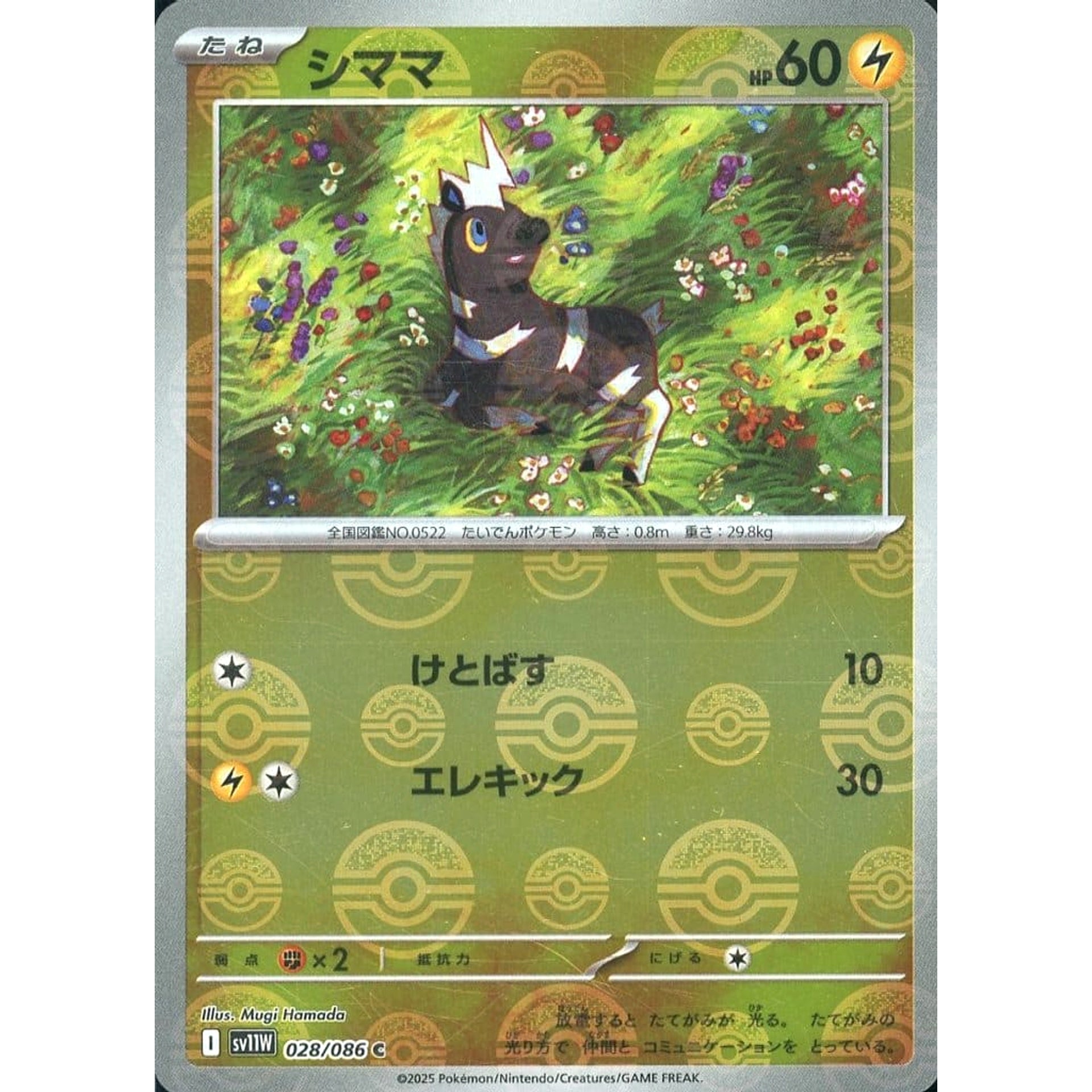 Blitzle Reverse Holo C 028/086 SV11W White Flare Japanese Pokemon Card  Japanese Pokemon Card [USED]