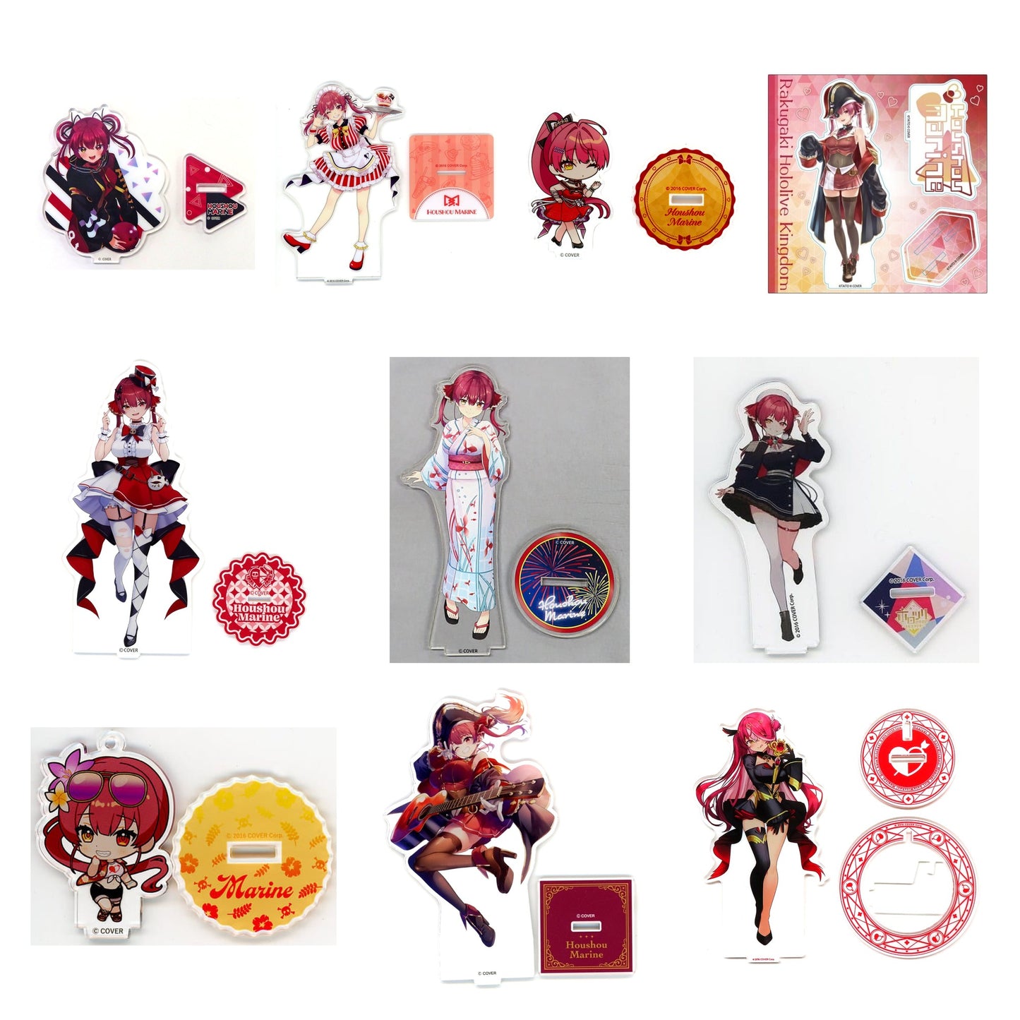 All 10 items included in Houshou Marine Acrylic Stands Curated Set of 10 (VTuber)