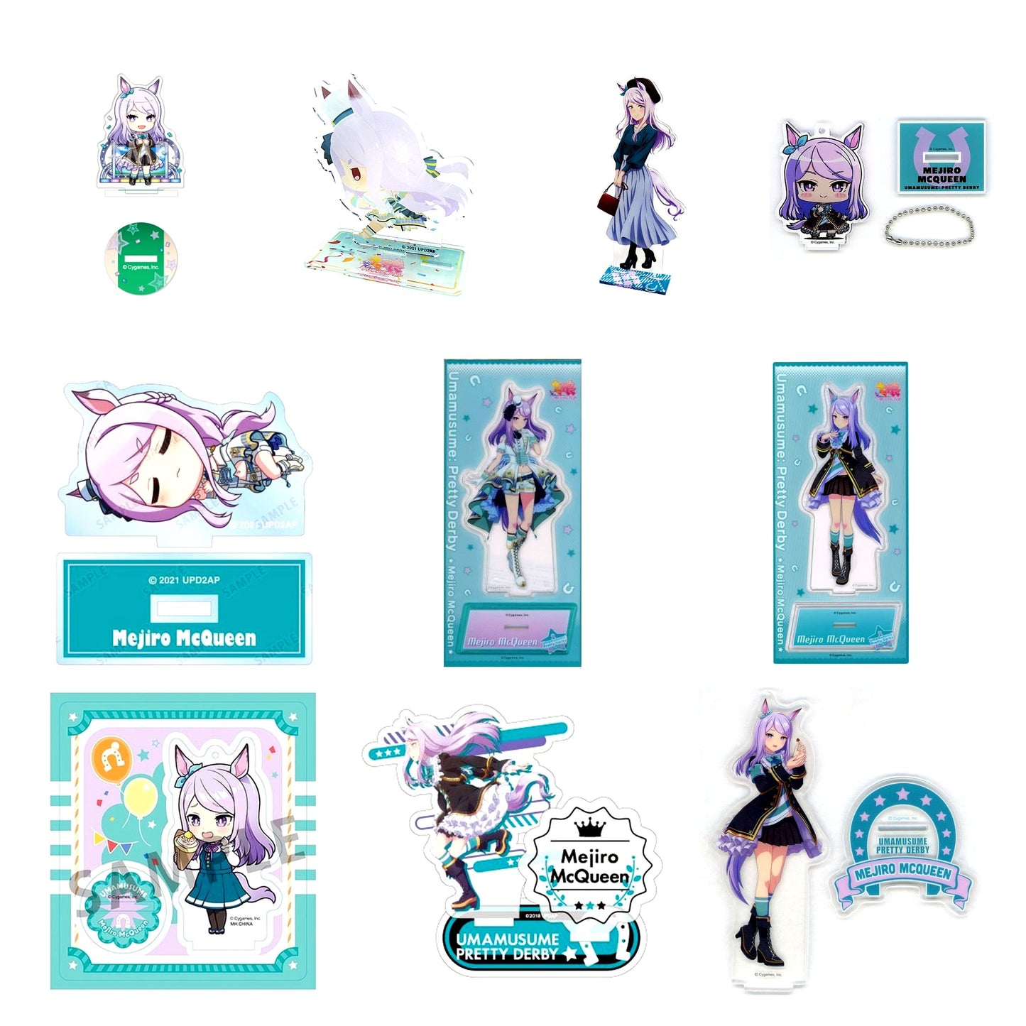 All 10 items included in Mejiro McQueen Acrylic Stands Curated Set of 10 (Umamusume: Pretty Derby)