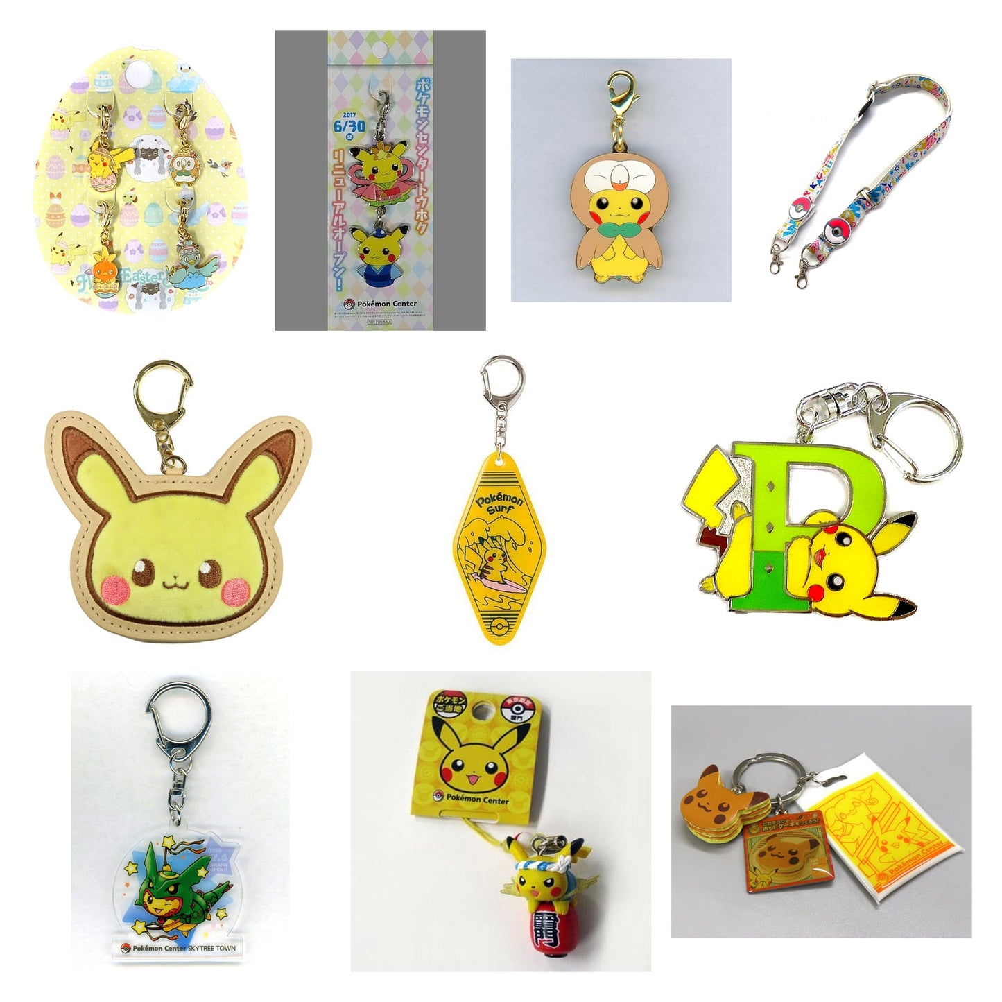All 10 items included in Pikachu Keychains and Charms Curated Set of 10 (Pokemon)