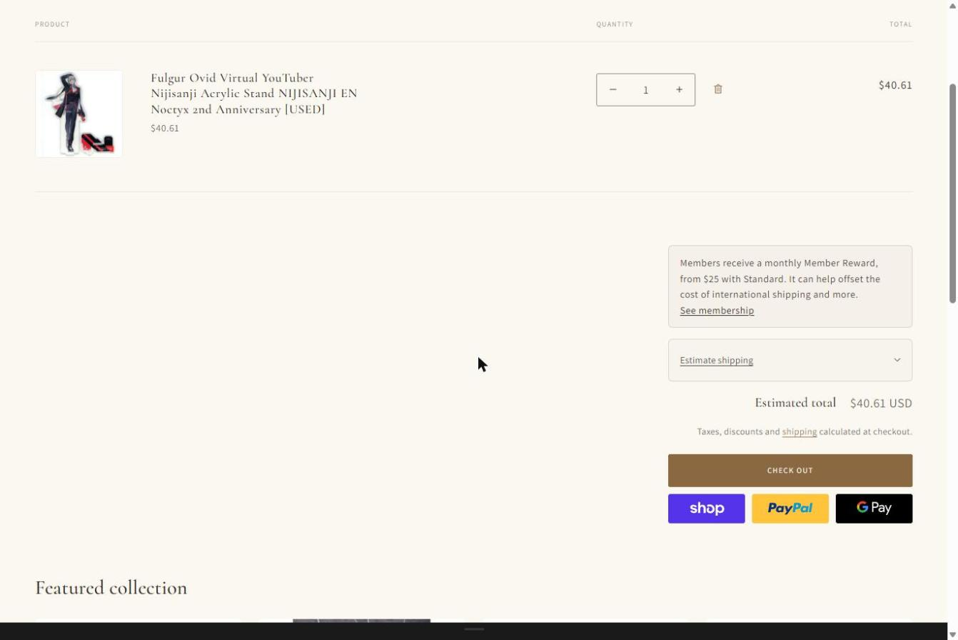 Full cart page showing the estimated total