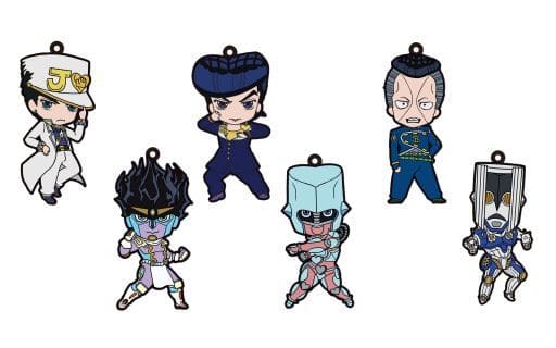 Josuke Higashikata, etc. JoJo's Bizarre Adventure Part 4: Diamond is Unbreakable Rubber Strap Collection Vol.1 All 6 Types Set Key Chain [USED]