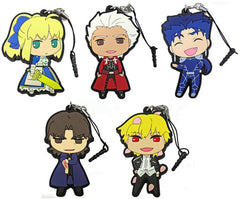 Kirei Kotomine, etc. Fate/stay night: Unlimited Blade Works Newly Drawn Famous Scene Rubber Strap Fate/Stay Night Unlimited Blade Works Exhibition: Holy Grail's Atrium Limited All 5 Types Set Key Chain [USED]
