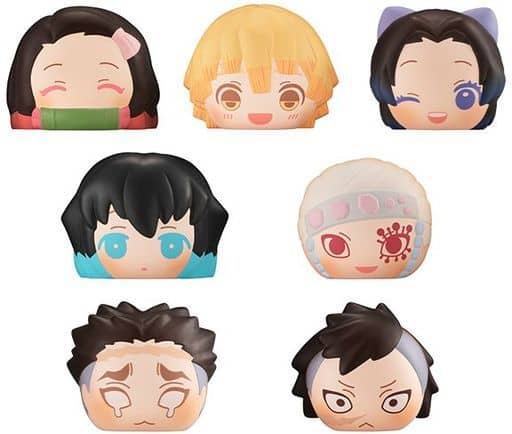 Nezuko Kamado, etc. Demon Slayer: Kimetsu no Yaiba Fluffy Squeeze Bread 3rd All 7 Types Set Key Ring [USED]