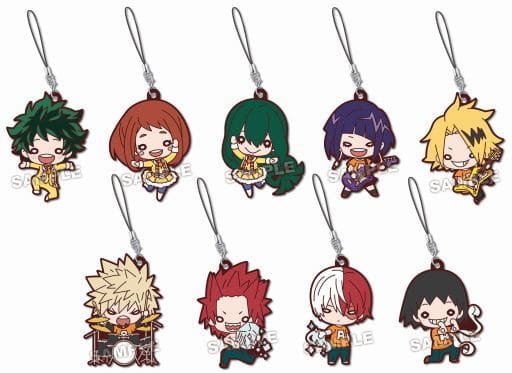 Izuku Midoriya, etc. My Hero Academia Nitotan Cultural Festival Rubber Mascot All 9 Types Set Key Chain [USED]
