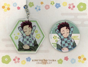 Tanjiro Kamado Demon Slayer: Kimetsu no Yaiba X Craftholic Tin Badge & Acrylic Charm Set Can Badge [USED]