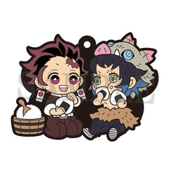 Tanjiro Kamado Inosuke Hashibira Demon Slayer: Kimetsu no Yaiba Buddycolle Rubber Mascot Vol.3 Key Ring [USED]
