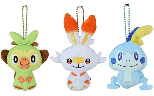 Grookey Scorbunny Sobble Pokemon Petit Mascot Pokemon Galar Tabi Pokemon Center Limited Set of 3 Key Chain [USED]