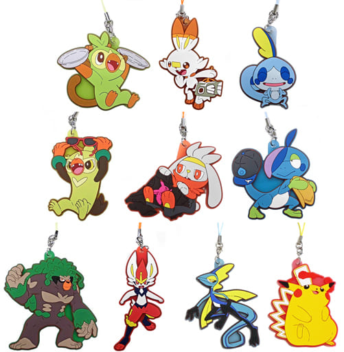 Scorbunny, etc. Pokemon Rubber Strap Collection Pokemon Galar Tabi Pokemon Center Limited All 10 Types Set Key Chain [USED]