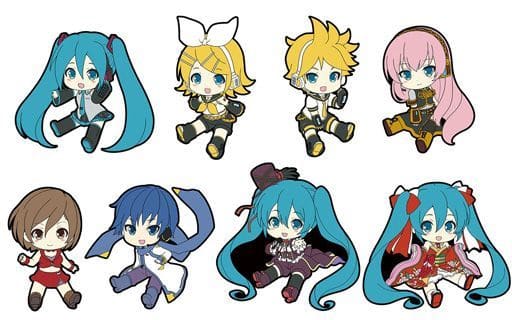 Rin Kagamine, etc. Piapro Characters Petanko Trading Rubber Strap All 8 Types Set Key Chain [USED]