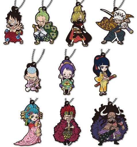 Monkey D. Luffy, etc. One Piece Rubber Mascot Wano Country Ver. All 10 Types Set Key Chain [USED]