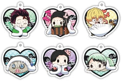 Tanjiro Kamado, etc. Demon Slayer: Kimetsu no Yaiba Eformed Futonmushi Acrylic Ball Chain Part 2 All 6 Types Set Key Ring [USED]
