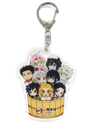 Kyojuro Rengoku, etc. The Hashira Demon Slayer: Kimetsu no Yaiba Acrylic Key Chain Gokurakuyu Raku Spa Kyusoku Seyo! Tanjirotachi no Gokuraku na Kyujitsu Limited Key Chain [USED]