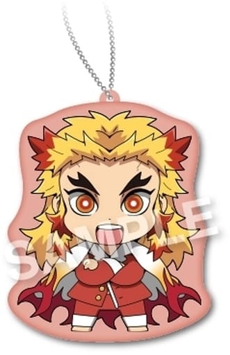 Kyojuro Rengoku Demon Slayer: Kimetsu no Yaiba Eformed Paja Chara Poni Poni Mascotto Part 6 Key Ring [USED]