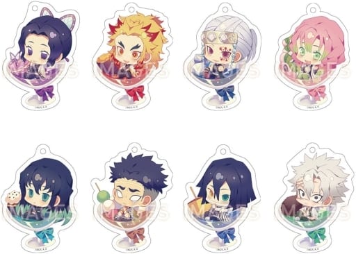 Shinobu Kocho, etc. Demon Slayer: Kimetsu no Yaiba Chapon! Acrylic Strap Collection Vol.2 All 8 Types Set Key Chain [USED]