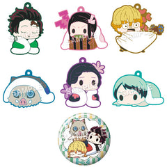 Nezuko Kamado, etc. Demon Slayer: Kimetsu no Yaiba Eformed Futonmushi Rubber Charm Part 2 All 6 Types Set & Box Purchase Privilege Key Chain [USED]