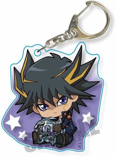 Fudo Yusei Stardust Dragon Yu-Gi-Oh! 5D's Gyugyutto Acrylic Key Chain Key Ring [USED]