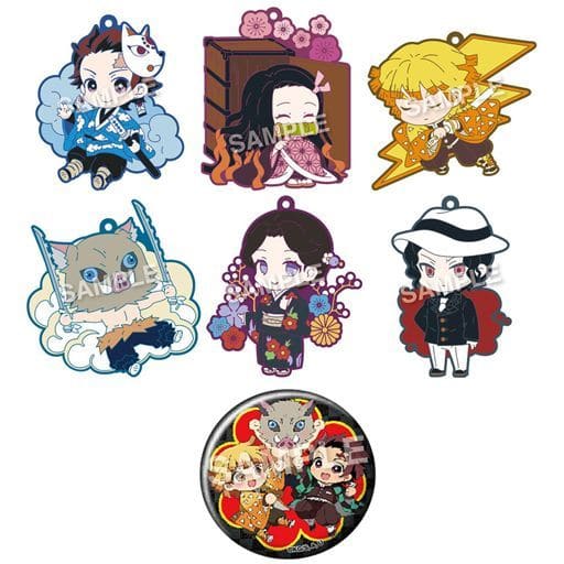 Nezuko Kamado, etc. Demon Slayer: Kimetsu no Yaiba Deco!tto Rubber Charm Part 2 All 6 Types Set & Box Purchase Privilege Key Chain [USED]