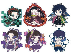 Nezuko Kamado, etc. Demon Slayer: Kimetsu no Yaiba Deco!tto Rubber Charm 3rd All 6 Types Set Key Chain [USED]