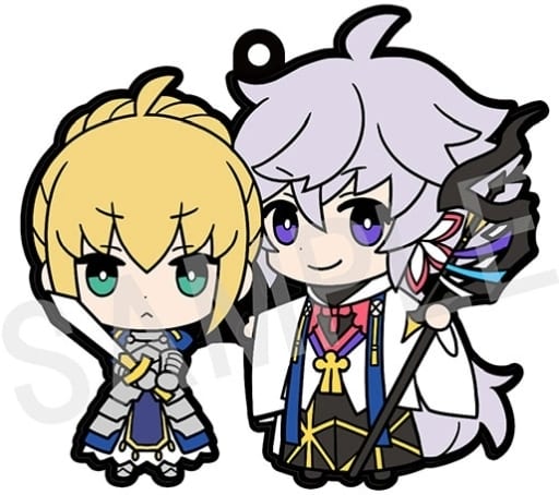 Saber / Artoria Pendragon Caster Merlin Fate/Grand Order Buddycolle Rubber Mascot Vol.2 Key Ring [USED]