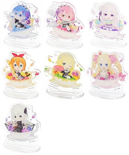 Rem, etc. Re:ZERO -Starting Life in Another World- Ichiban Kuji Slumber Tea Party Tea Cup Acrylic Stand Kyun Chara Illustrations Prize F All 7 Types Set Acrylic Stand [USED]