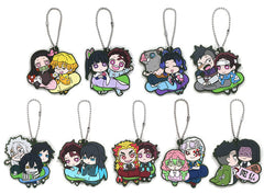 Tanjiro Kamado, etc. Demon Slayer: Kimetsu no Yaiba Charabanchoukou Rubber Mascot 5th Form All 9 Types Set Key Ring [USED]