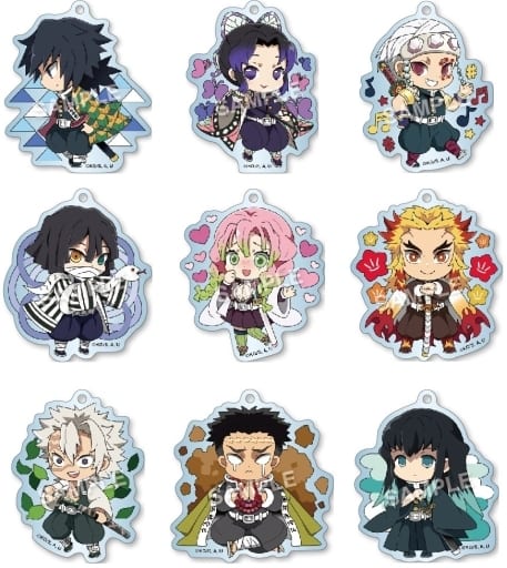 Kyojuro Rengoku, etc. Demon Slayer: Kimetsu no Yaiba Eformed Decotto! Acrylic Ball Chain Part 6 All 9 Types Set Key Chain [USED]