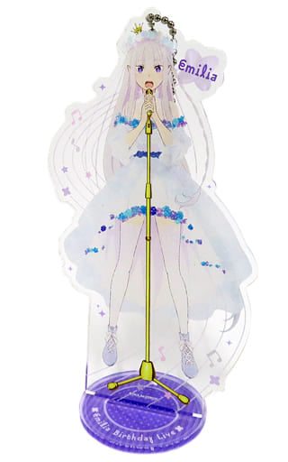 Emilia Re:ZERO -Starting Life in Another World- Acrylic Stand Key Chain Re: Emilia's Birthday Life Starting From Zero 2020 in Shibuya Marui Limited Key Chain [USED]