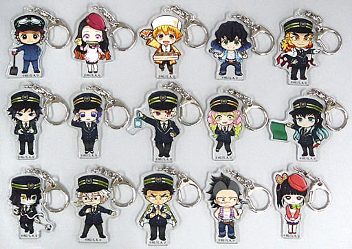 Nezuko Kamado, etc. Demon Slayer: Kimetsu no Yaiba X SL Gunma Trading Acrylic Key Chains All 15 Types Set Key Ring [USED]
