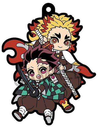 Tanjiro Kamado Kyojuro Rengoku Demon Slayer: Kimetsu no Yaiba Buddycolle Rubber Mascot Vol.4 Key Ring [USED]