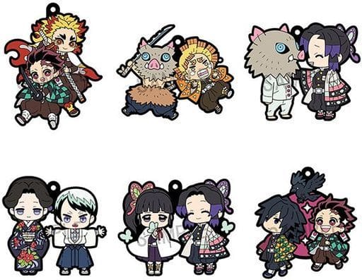 Tanjiro Kamado, etc. Demon Slayer: Kimetsu no Yaiba Buddycolle Rubber Mascot Vol.4 All 6 Types Set Key Chain [USED]