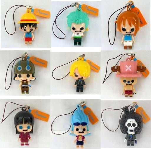 Monkey D. Luffy, etc. One Piece X Panson Works Strap Suntory Nacchan Character Block Collection Campaign All 9 Types Set Key Chain [USED]
