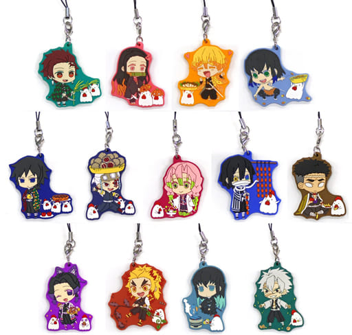 Nezuko Kamado, etc. Demon Slayer: Kimetsu no Yaiba the Movie: Mugen Train Rubber Charm Autumn Harvest Festival LAWSON Limited All 13 Types Set Key Chain [USED]