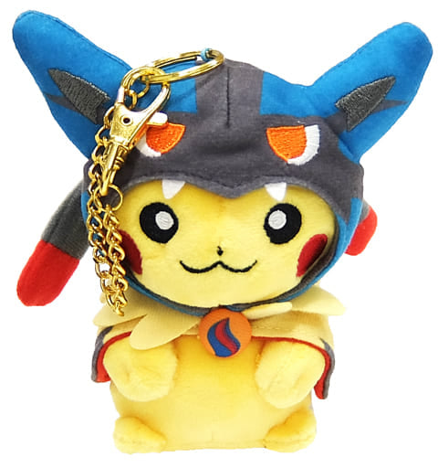 Pikachu Wearing Mega Lucario Poncho Pokemon Mascot Pokemon Center Limited Key Chain [USED]