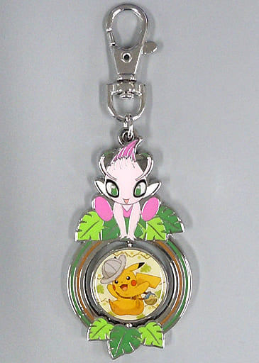 Pikachu Celebi Different Colors Pokemon the Movie: Secrets of the Jungle Rotating Keychain Theater Limited Key Chain [USED]