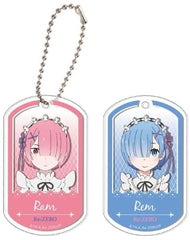 Ram Rem 02 Re:ZERO -Starting Life in Another World- Clear Dog Tag Set of 2 Key Chain [USED]
