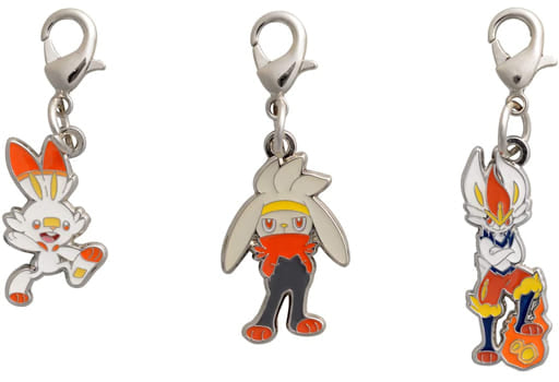 Scorbunny Raboot Cinderace Pokemon National Pokedex Metal Charm Pokemon Center Limited Set of 3 Charm [USED]