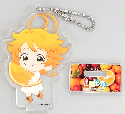 Emma The Promised Neverland Mini Character Acrylic Stand Key Chain Collabo Cafe Honpo Labo Limited Key Chain [USED]