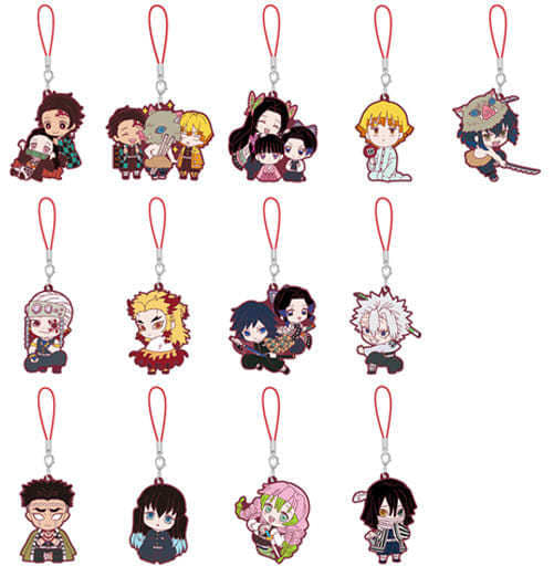 Sanemi Shinazugawa, etc. Demon Slayer: Kimetsu no Yaiba Metsu! Capsule Rubber Mascot 5 All 13 Types Set Key Ring [USED]