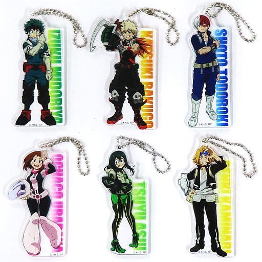 Izuku Midoriya, etc. My Hero Academia Trading Acrylic Keychains Battle Complete!! Hero Plaza Limited All 6 Types Set Key Chain [USED]