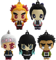 Shinobu Kocho, etc. Demon Slayer: Kimetsu no Yaiba Three Dimensional Rubber Mascot 2 All 5 Types Set Key Ring [USED]