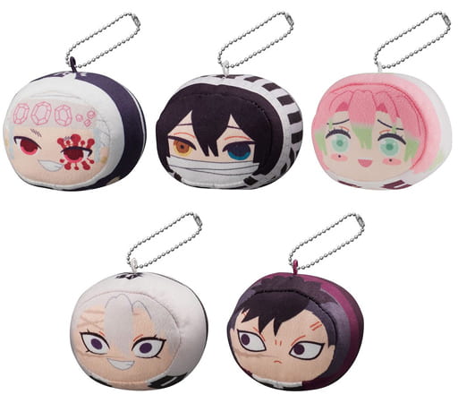 Mitsuri Kanroji, etc. Demon Slayer: Kimetsu no Yaiba Muni Muni Marshmallow Mascot 3 All 5 Types Set Key Ring [USED]