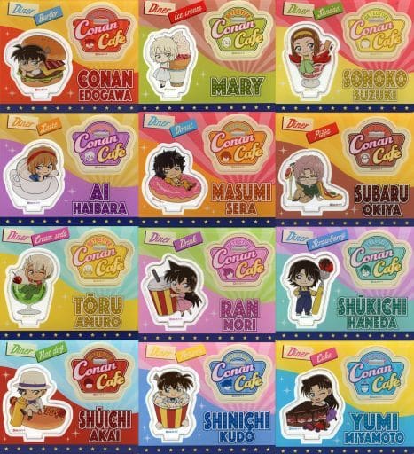 Conan Edogawa, etc. Detective Conan Mini Acrylic Stand Detective Conan Cafe 2021 in Box Cafe Exclusive All 12 Types Set Acrylic Stand [USED]