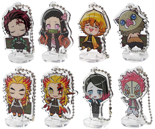 Tanjiro Kamado, etc. Demon Slayer: Kimetsu no Yaiba Kokomie Acrylic Figure 5th Form Mugen Train All 8 Types Set Key Chain [USED]