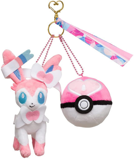 Sylveon Love Ball Pokemon Pair Mascot Ball Freak Pokemon Center Limited Key Chain [USED]