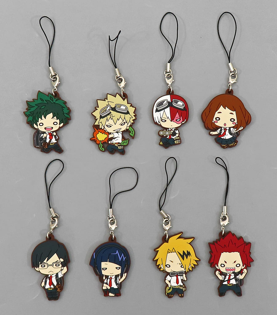 Katsuki Bakugo, etc. My Hero Academia Nitotan Outdoor Training Rubber Mascot All 8 Types Set Key Chain [USED]
