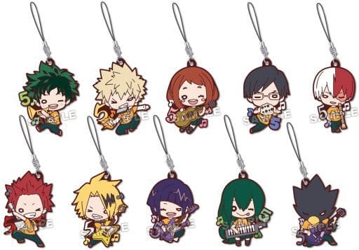 Katsuki Bakugo, etc. My Hero Academia Nitotan 5th Anniversary Music! Rubber Mascot All 10 Types Set Key Chain [USED]