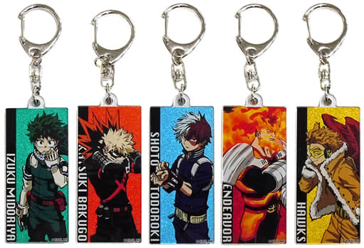 My Hero Academia Izuku Midoriya & Others Trading Glitter Acrylic Keychain Stand-By All 5 Types Set Keychains [USED]