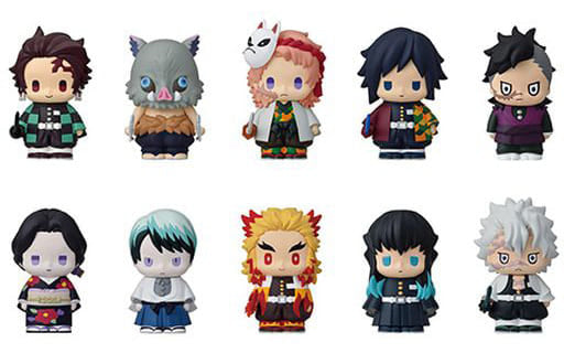 Tanjiro Kamado, etc. Demon Slayer: Kimetsu no Yaiba Papemas!! 1st All 10 Types Set Key Ring [USED]