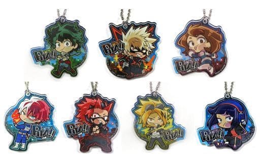 Izuku Midoriya, etc. My Hero Academia Pita! Deformed Dispatch! Acrylic Keychain animate Limited All 7 Types Set Key Chain [USED]